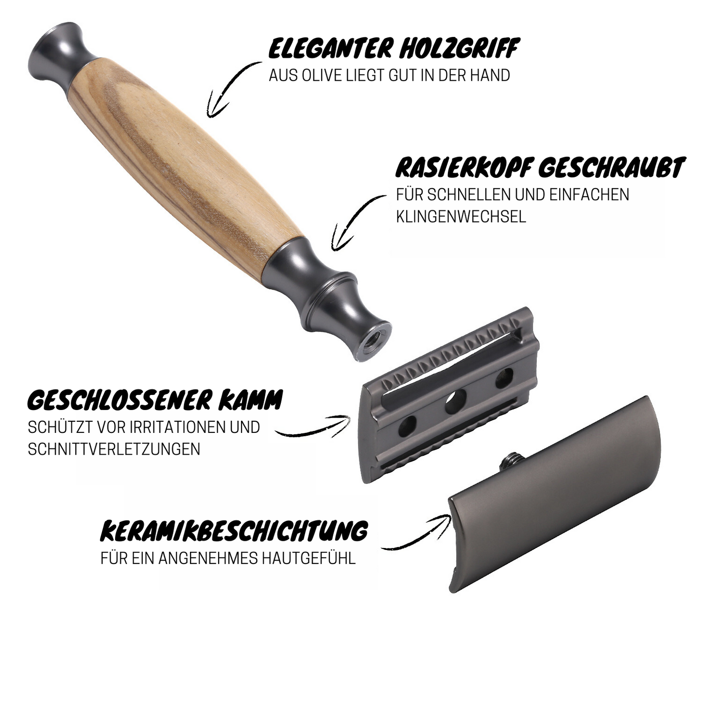 "Waldklinge" - Eleganter Rasierhobel mit Holzgriff